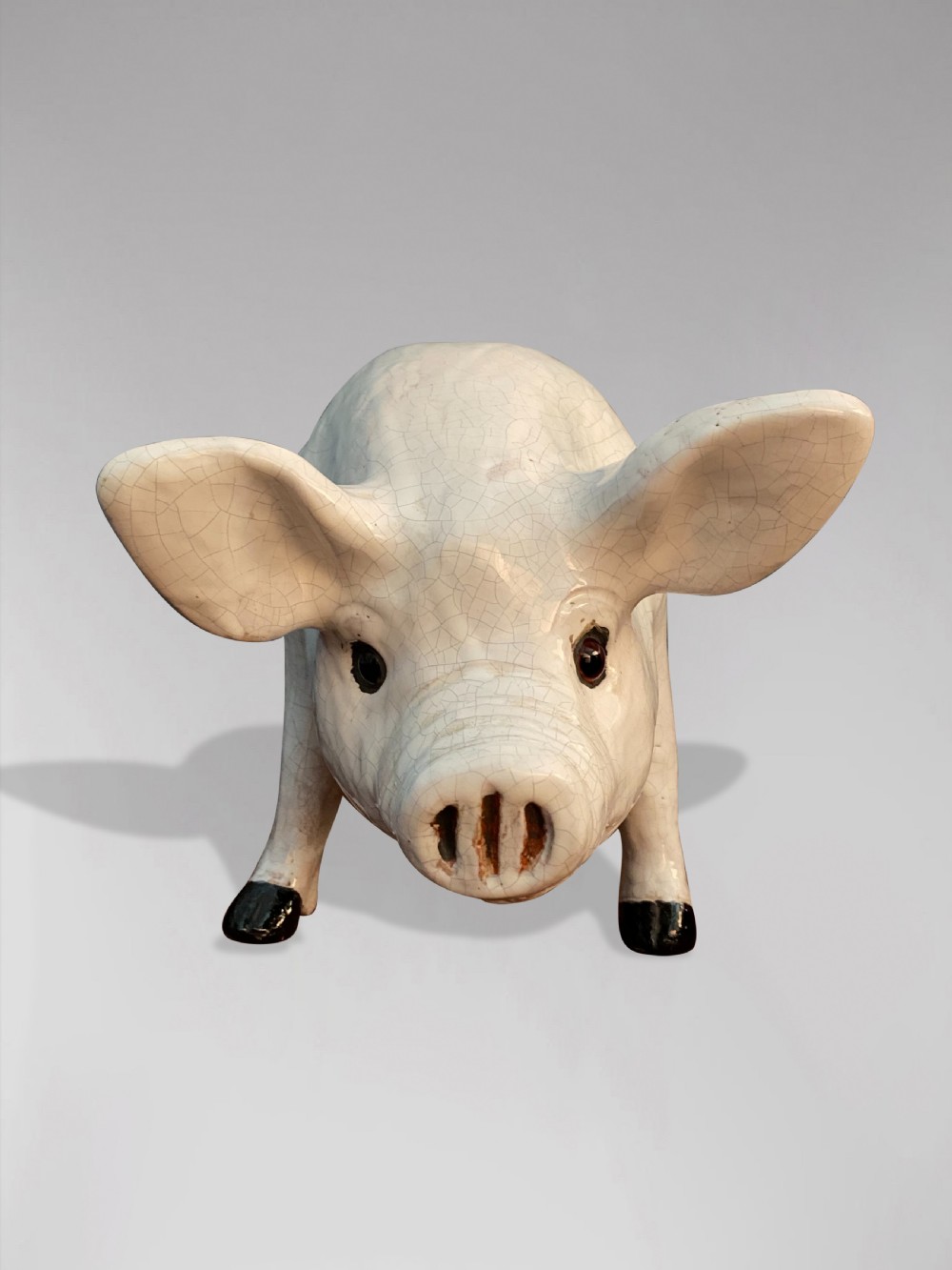 19TH CENTURY CERAMIC PIG SCULPTURE FROM BAVENT IN NORMANDY View III