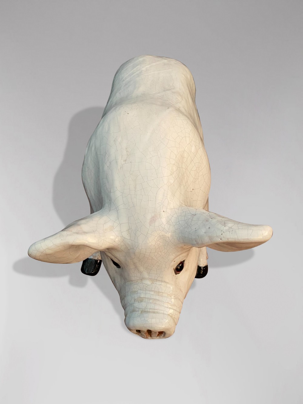 19TH CENTURY CERAMIC PIG SCULPTURE FROM BAVENT IN NORMANDY View IV