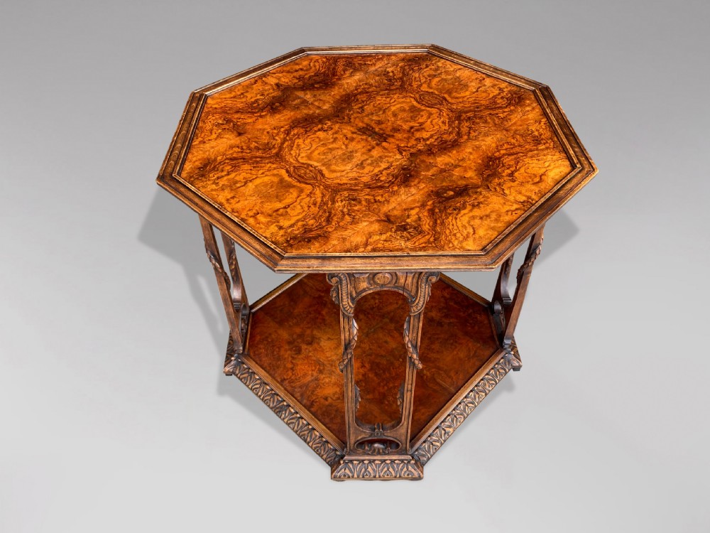 FRENCH OCTAGONAL BURR WALNUT TABLE View II