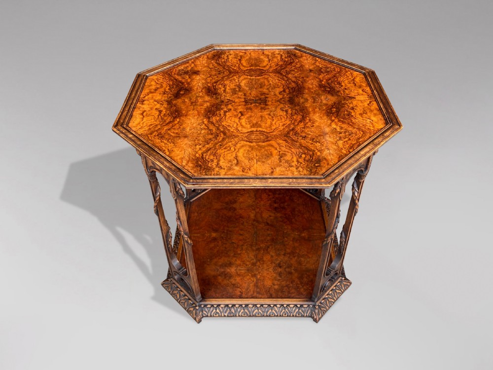 FRENCH OCTAGONAL BURR WALNUT TABLE View III