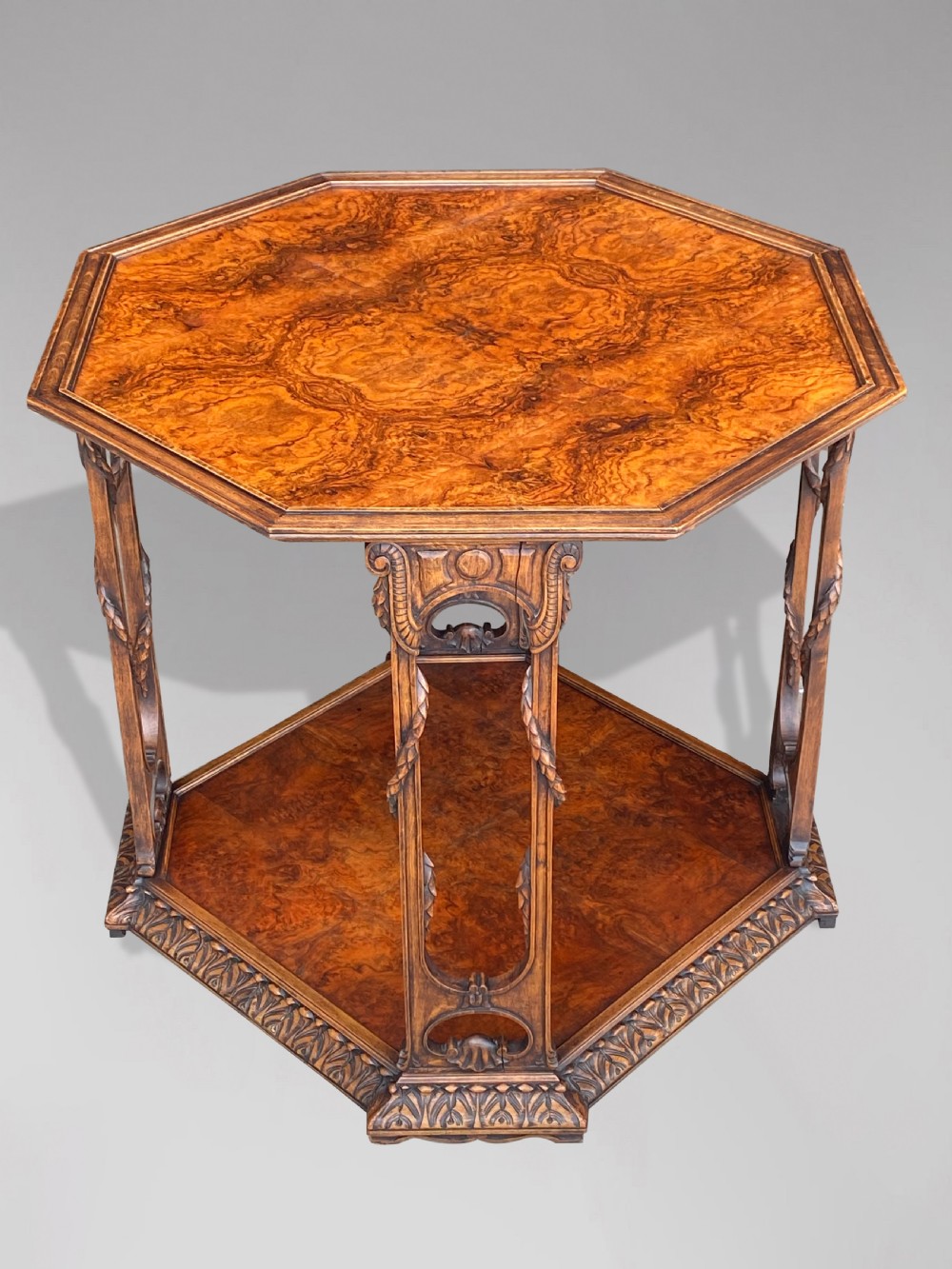 FRENCH OCTAGONAL BURR WALNUT TABLE View IV