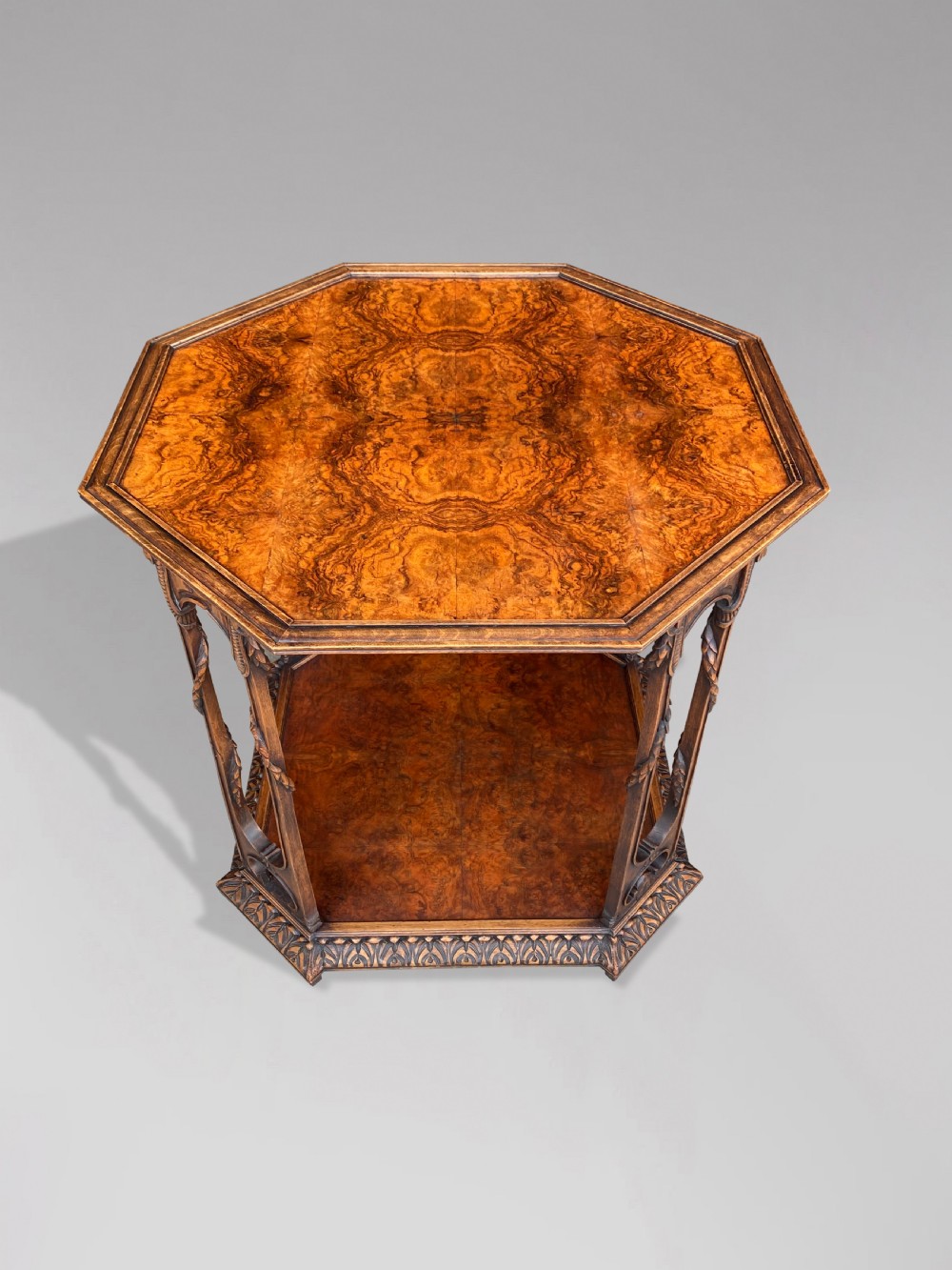 FRENCH OCTAGONAL BURR WALNUT TABLE View VI