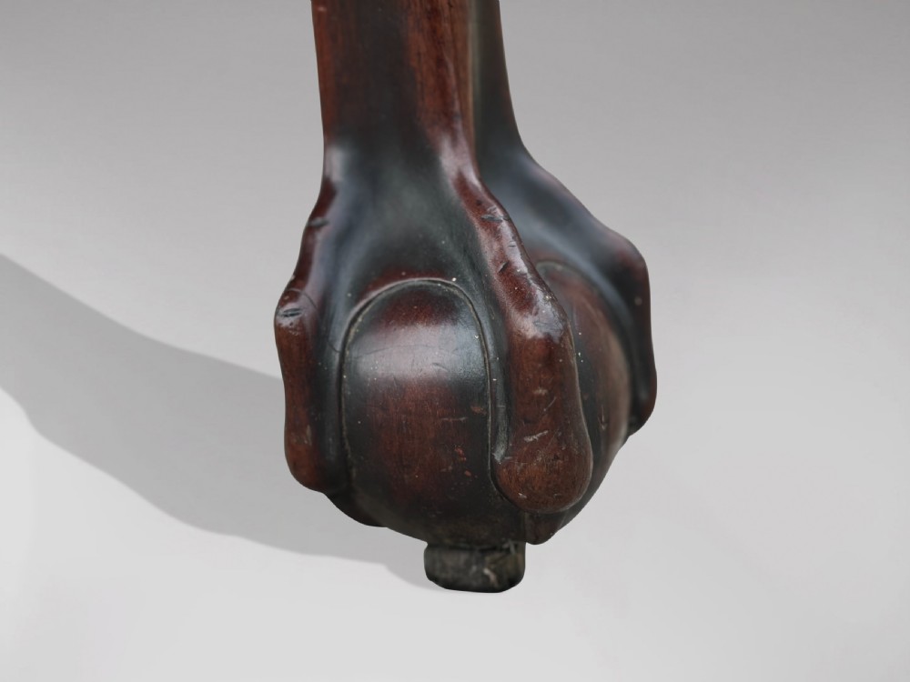 An 18th-century George II mahogany drop-leaf table featuring two hinged leaves, cabriole legs, and carved claw and ball feet. View VI