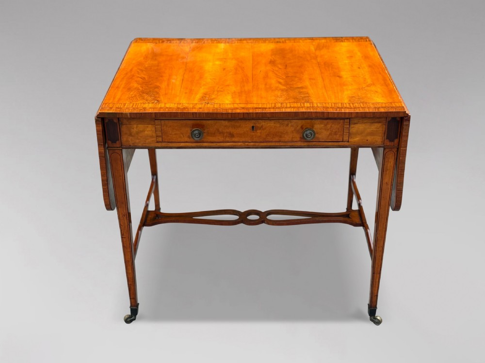 18TH CENTURY GEORGE III SHERATON PERIOD SATINWOOD SOFA TABLE View XIII