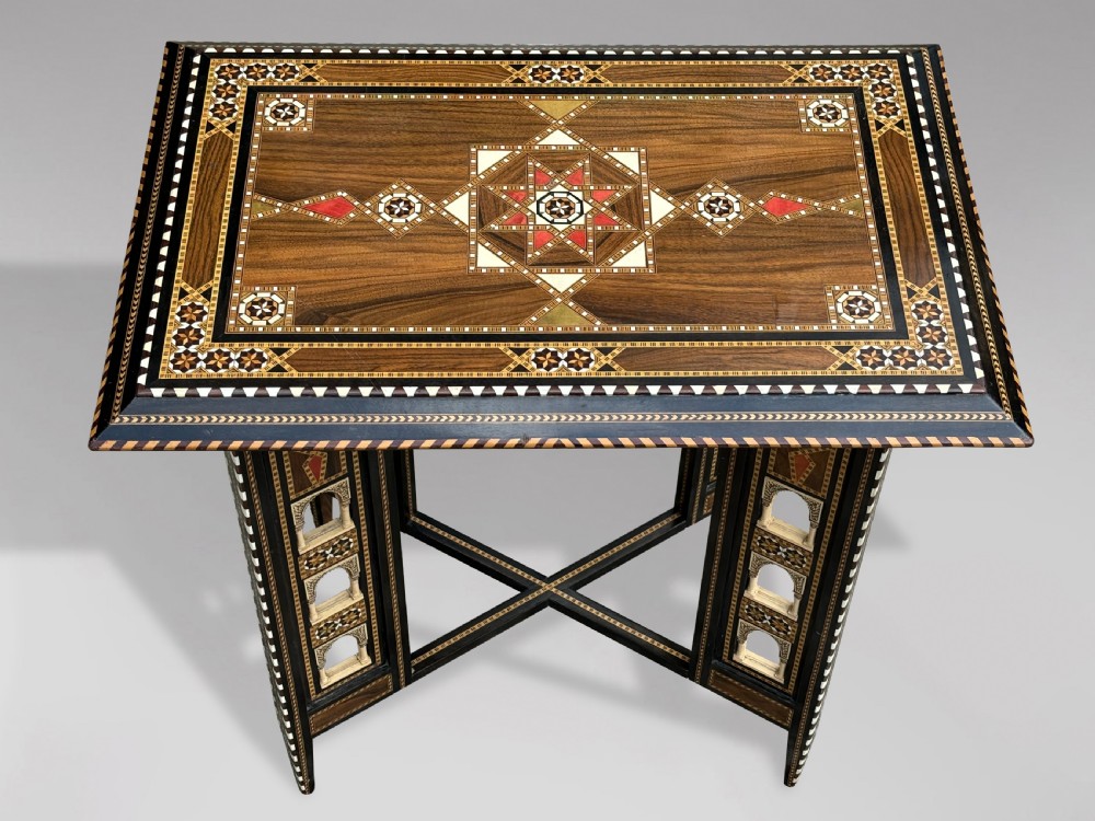 20TH CENTURY SYRIAN MARQUETRY INLAY ROSEWOOD OCCASIONAL TABLE