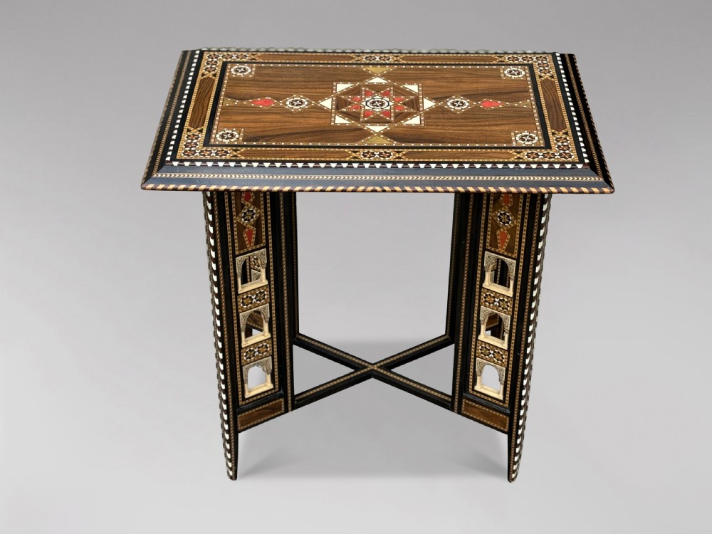20TH CENTURY SYRIAN MARQUETRY INLAY ROSEWOOD OCCASIONAL TABLE View II