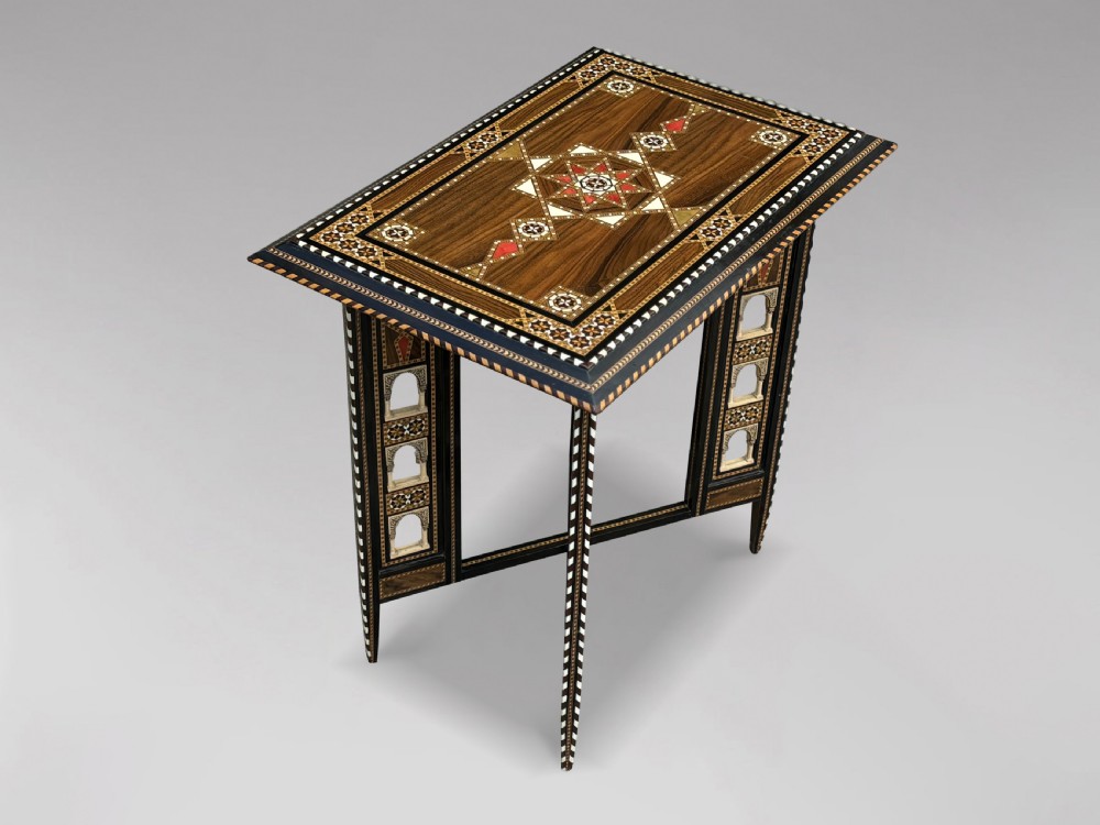 20TH CENTURY SYRIAN MARQUETRY INLAY ROSEWOOD OCCASIONAL TABLE View III