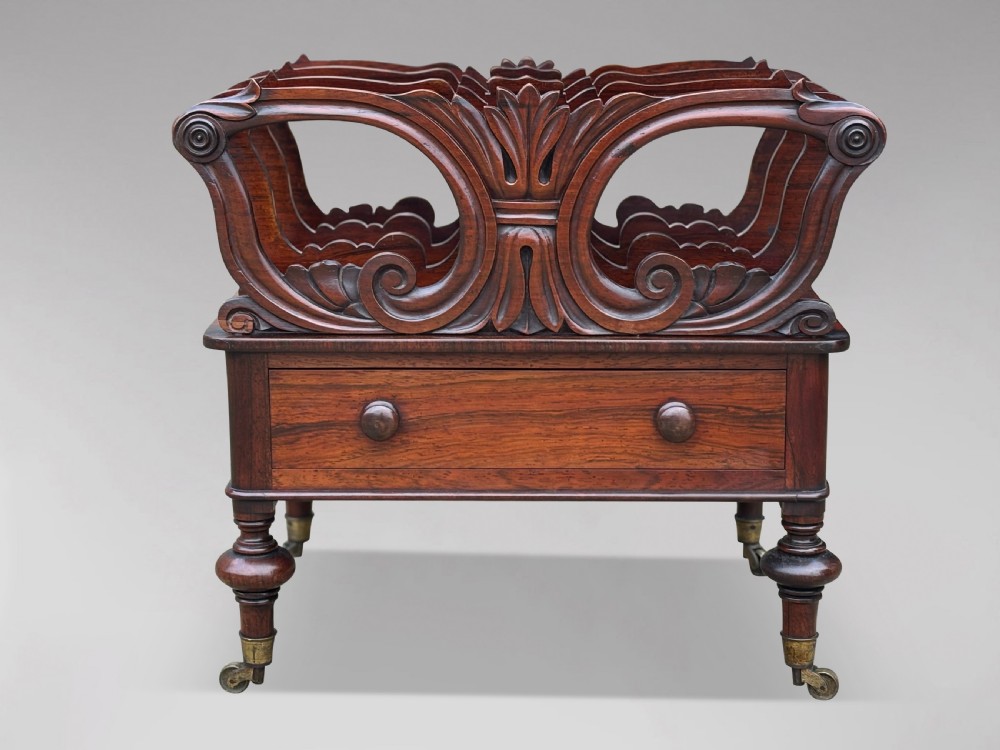 19TH CENTURY VICTORIAN CARVED ROSEWOOD CANTERBURY View II