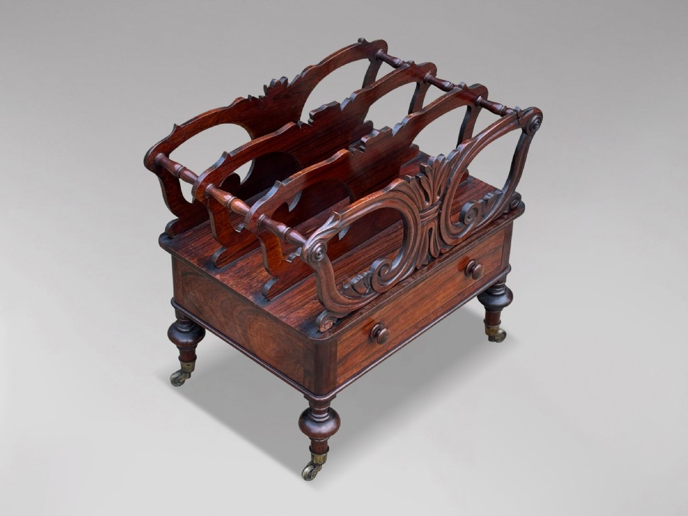 19TH CENTURY VICTORIAN CARVED ROSEWOOD CANTERBURY View III