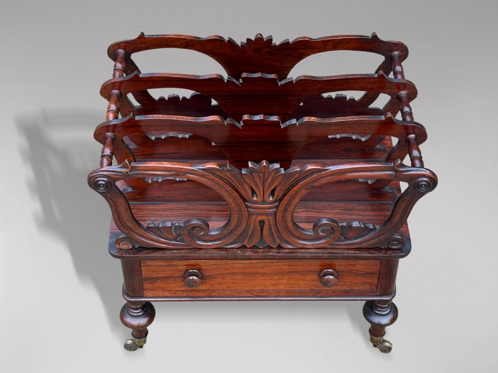 19TH CENTURY VICTORIAN CARVED ROSEWOOD CANTERBURY View V