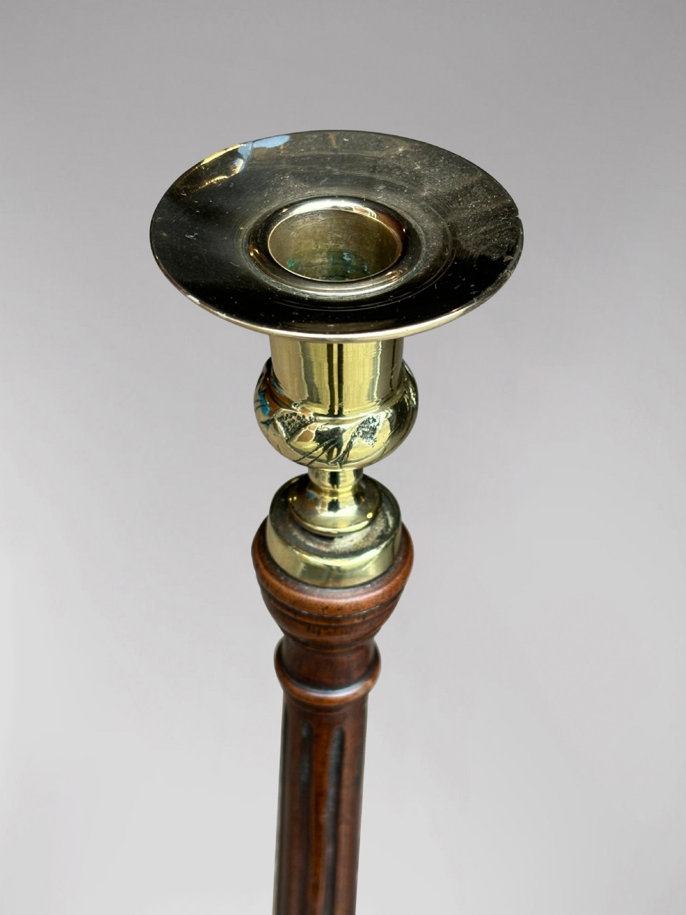 PAIR OF 19TH CENTURY SCOTTISH MAHOGANY & BRASS CANDLESTICKS View IV