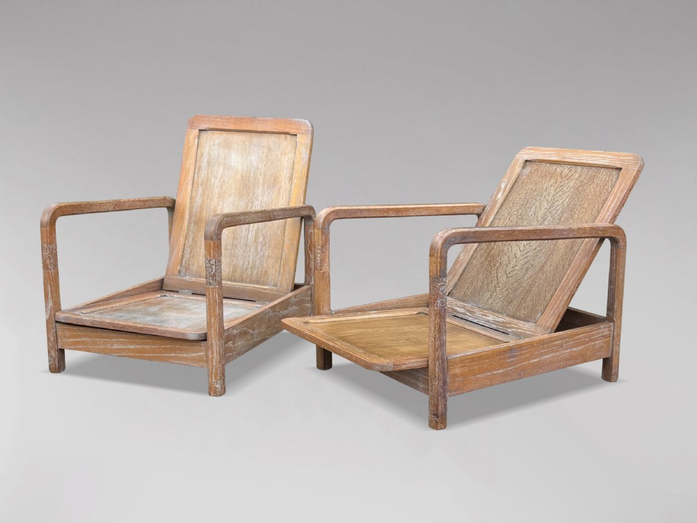 PAIR OF RECLINING ARMCHAIRS IN THE MANNER OF LIBERTY & CO View IV