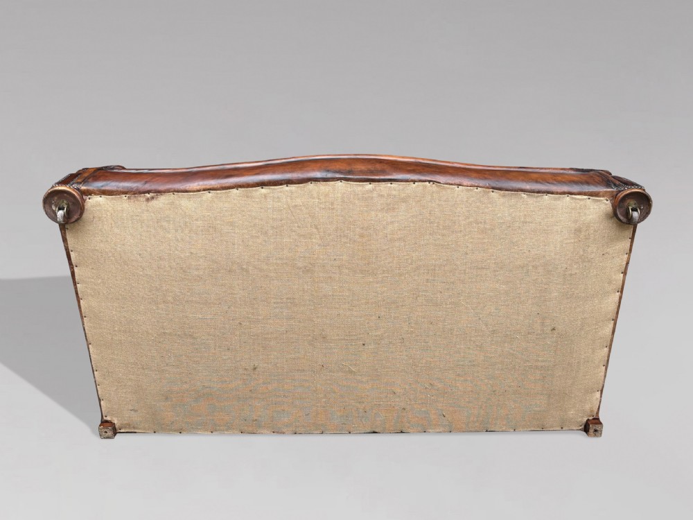 LARGE 19TH CENTURY THREE SEATER TAN LEATHER SOFA View VII