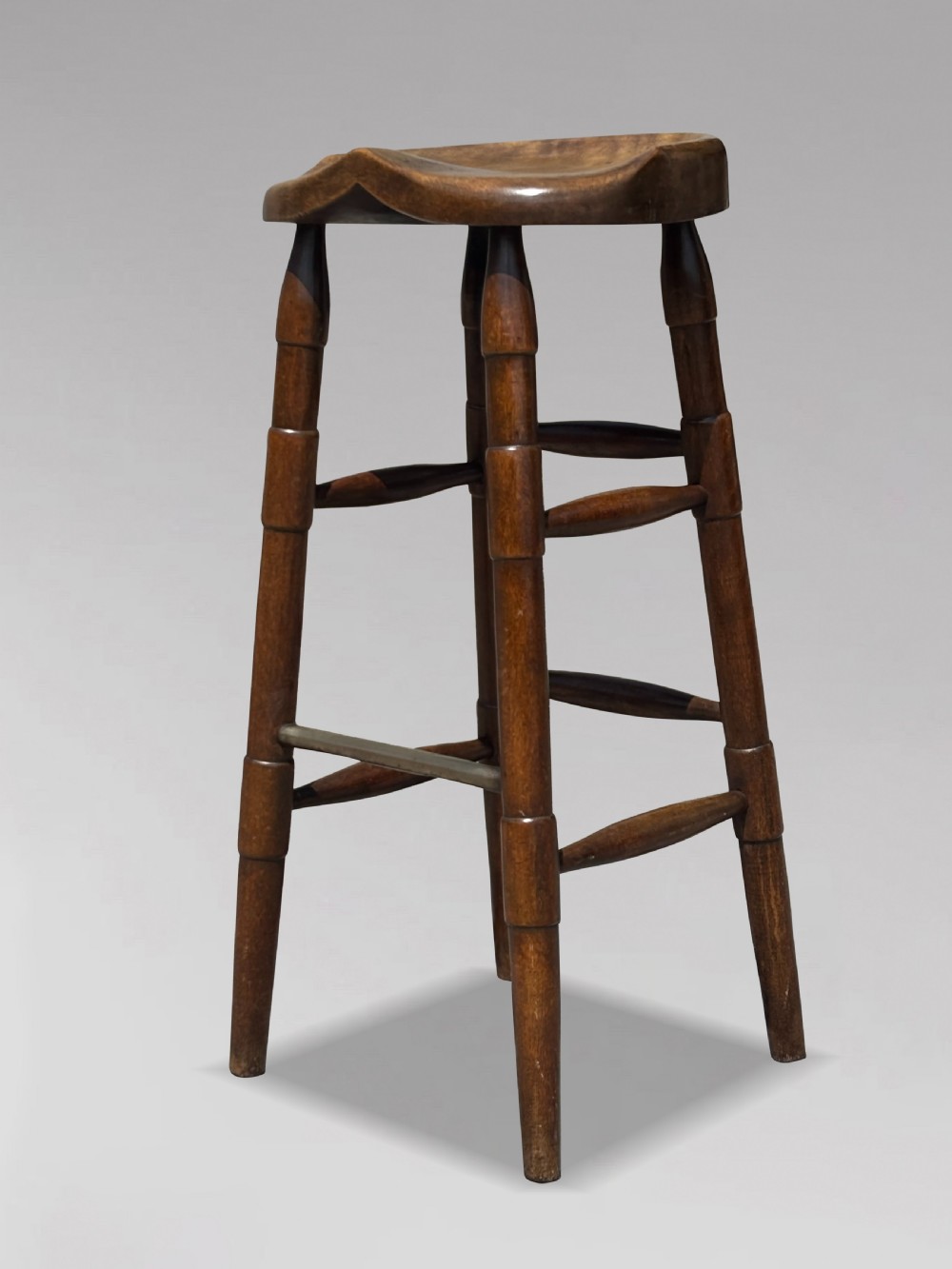 19TH CENTURY ELM ARTIST'S OR BAR SADDLE SEAT STOOL, C1890 View V