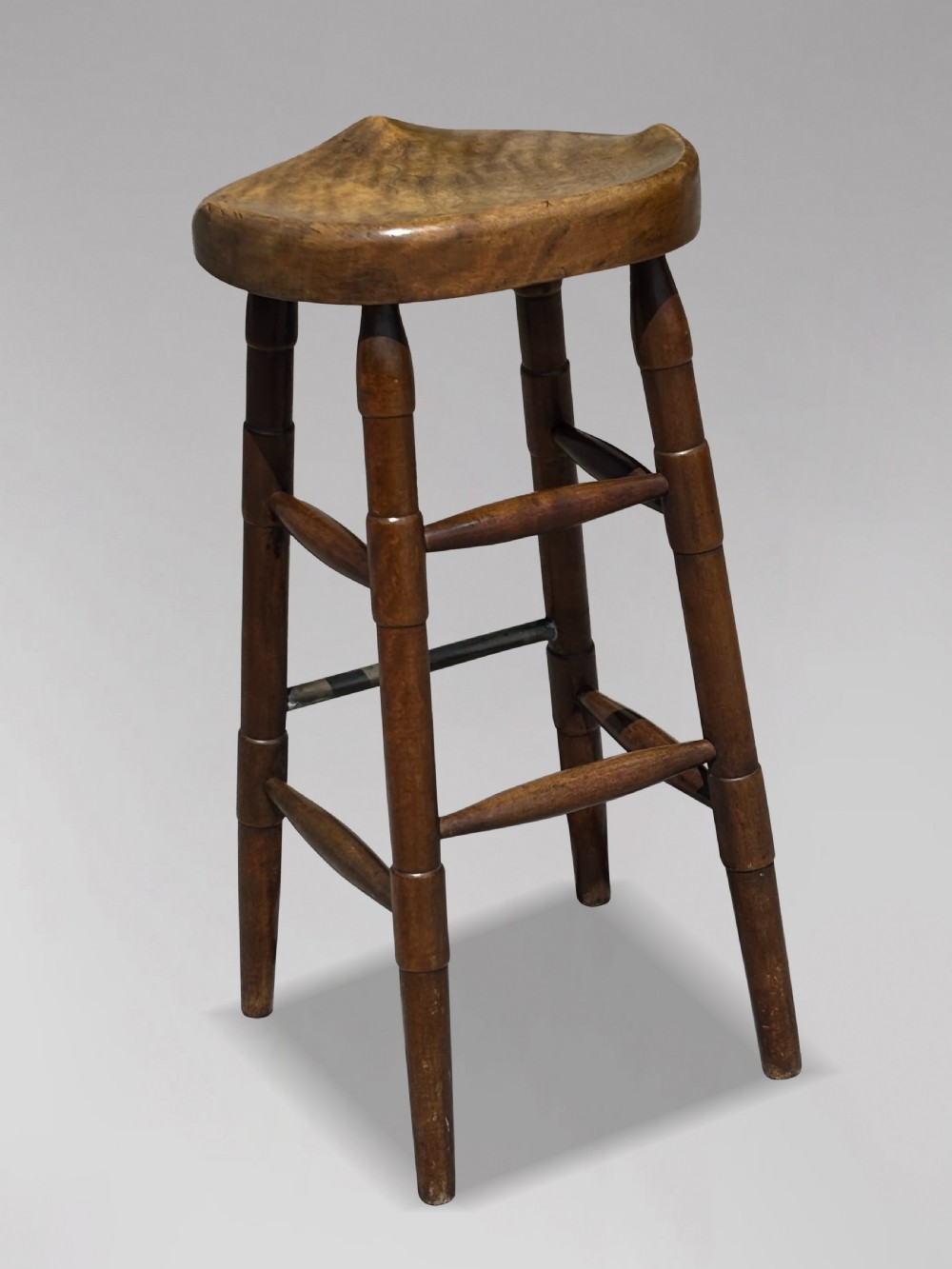 19TH CENTURY ELM ARTIST'S OR BAR SADDLE SEAT STOOL, C1890 View VI