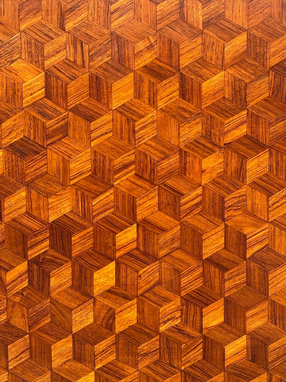 A Victorian walnut tilt-top table featuring an octagonal top decorated with a geometric parquetry pattern, supported by a carved pedestal and tripod legs. View VII
