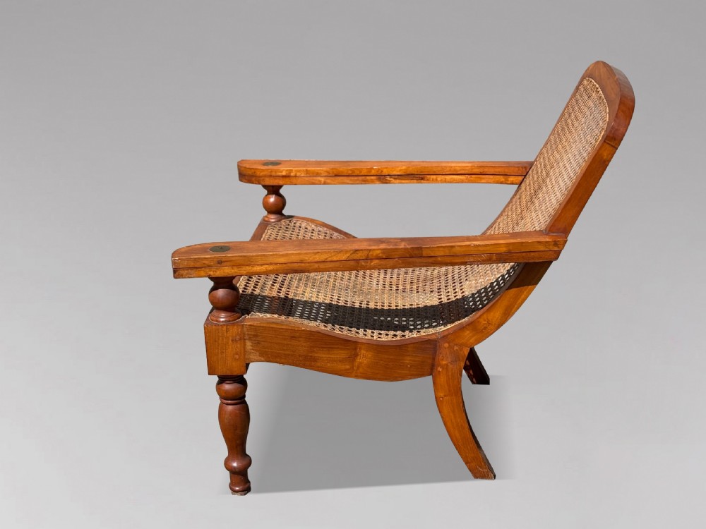 PAIR OF 20TH CENTURY LARGE TEAK & CANE COLONIAL PLANTERS CHAIRS View XI