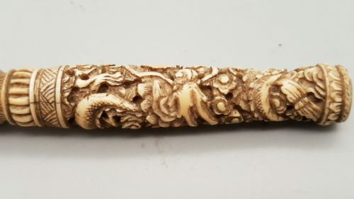 BEAUTIFUL ANTIQUE CHINESE IVORY NEEDLE CASE WITH SUPERB DECORATION - ADDITIONAL PHOTO 3