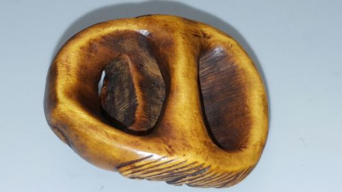 STRIKING ANTIQUE MEIJI JAPANESE BOXWOOD MASK NETSUKE UNSIGNED - ADDITIONAL PHOTO 3