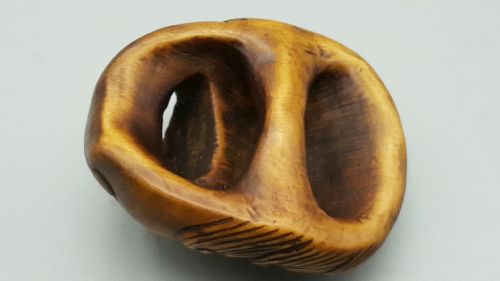 STRIKING ANTIQUE MEIJI JAPANESE BOXWOOD MASK NETSUKE UNSIGNED - ADDITIONAL PHOTO 4