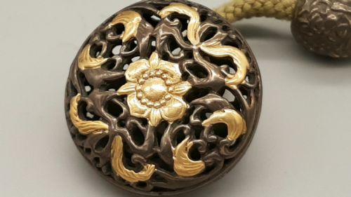 rare japanese meiji bronze and gold manju netsuke and ojime - CATEGORY: ANTIQUE METAL - DATED 19TH CENTURY