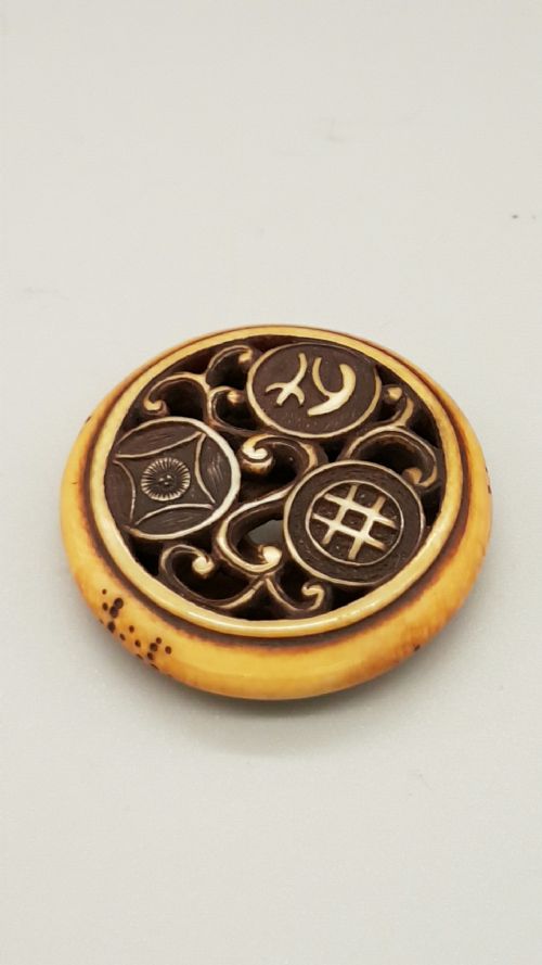 nice japanese meiji stag antler ryusa manju netsuke - CATEGORY: ANTIQUE MISCELLANEOUS - DATED 19TH CENTURY