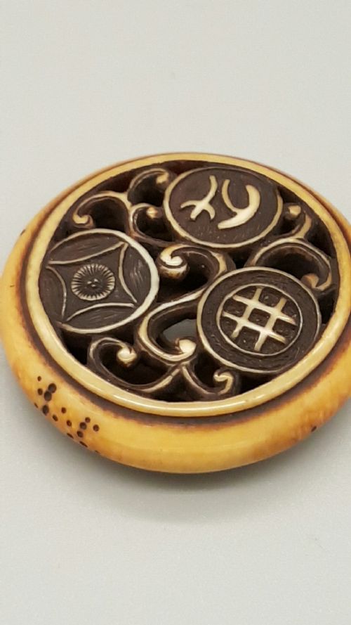 NICE JAPANESE MEIJI STAG ANTLER RYUSA MANJU NETSUKE - ADDITIONAL PHOTO 1
