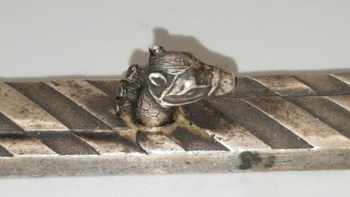 RARE ANTIQUE JAPANESE SILVERED BRONZE TRADITIONAL PAPERWEIGHT WITH A HORSE HEAD DESIGN - ADDITIONAL PHOTO 3