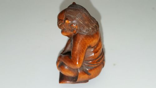 GOOD MEIJI BOXWOOD NETSUKE OF AN ONI - ADDITIONAL PHOTO 1