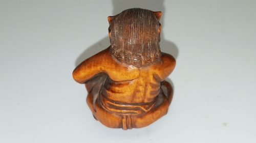 GOOD MEIJI BOXWOOD NETSUKE OF AN ONI - ADDITIONAL PHOTO 2
