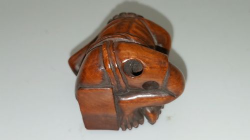 GOOD MEIJI BOXWOOD NETSUKE OF AN ONI - ADDITIONAL PHOTO 4