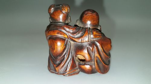 JAPANESE MEIJI 19THC BOXWOOD NETSUKE OF HOTEI KARAKO SIGNED MINKOKU - ADDITIONAL PHOTO 1