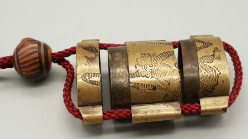 SMALL CHILD'S JAPANESE BRASS TWOCASE INRO WOODEN OJIME - ADDITIONAL PHOTO 5