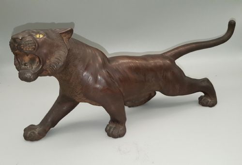 superb japanese meiji 19thc bronze of a tiger by omori mitsumotokogen - CATEGORY: ANTIQUE METAL - DATED 19TH CENTURY