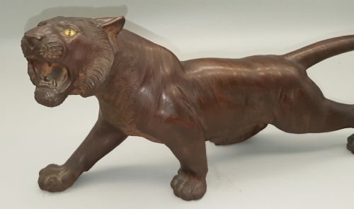SUPERB JAPANESE MEIJI 19THC BRONZE OF A TIGER BY OMORI MITSUMOTOKOGEN - ADDITIONAL PHOTO 4