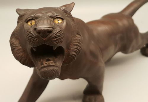 SUPERB JAPANESE MEIJI 19THC BRONZE OF A TIGER BY OMORI MITSUMOTOKOGEN - ADDITIONAL PHOTO 5