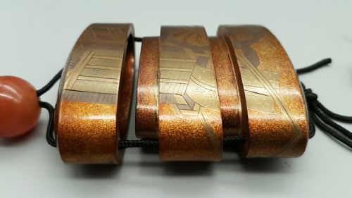 NICE JAPANESE MEIJI TWOCASE GOLD LACQUER INRO AGATE OJIME - ADDITIONAL PHOTO 6