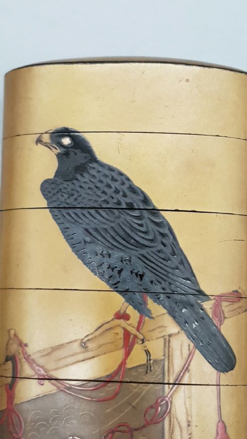 JAPANESE EDO 19THC LACQUER INRO DEPICTING FALCONRY AND HUNTING DOG - ADDITIONAL PHOTO 1