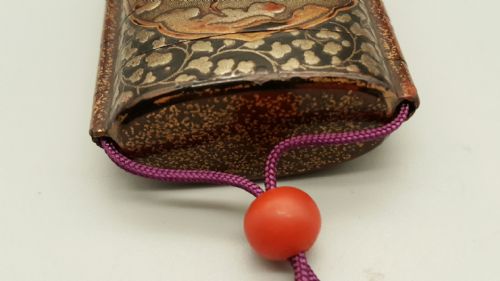 EXCELLENT ANTIQUE EDO PERIOD JAPANESE FOURCASE LACQUER INRO DEPICTING KIRIN - ADDITIONAL PHOTO 6