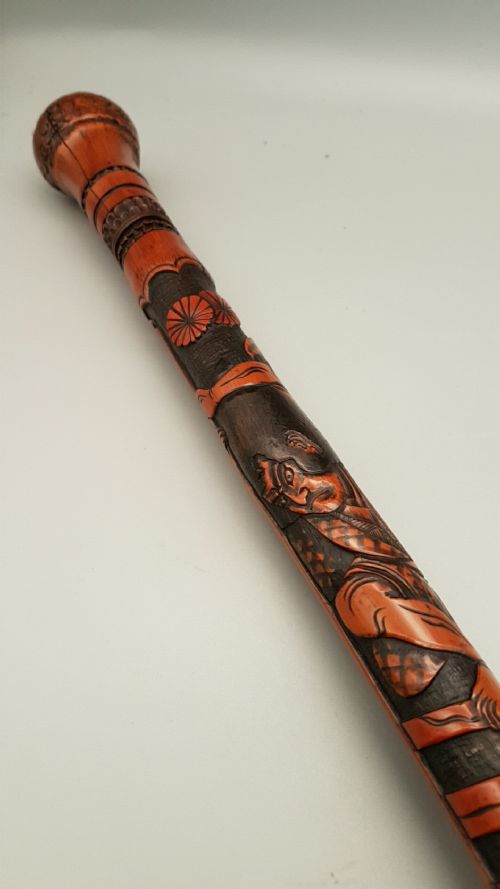 superb japanese meiji late 19thc period carved bamboo cane - CATEGORY: ANTIQUE MISCELLANEOUS - DATED 19TH CENTURY
