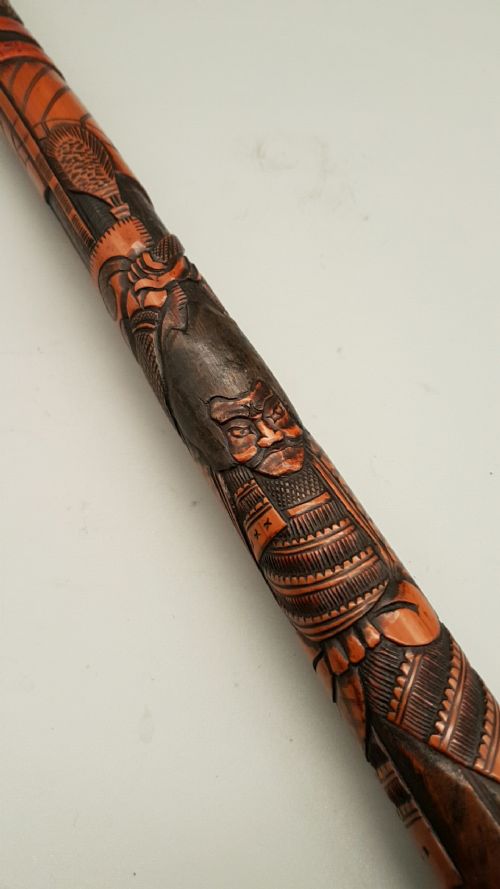 SUPERB JAPANESE MEIJI LATE 19THC PERIOD CARVED BAMBOO CANE - ADDITIONAL PHOTO 2