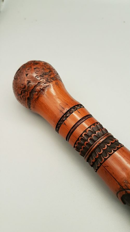 SUPERB JAPANESE MEIJI LATE 19THC PERIOD CARVED BAMBOO CANE - ADDITIONAL PHOTO 5