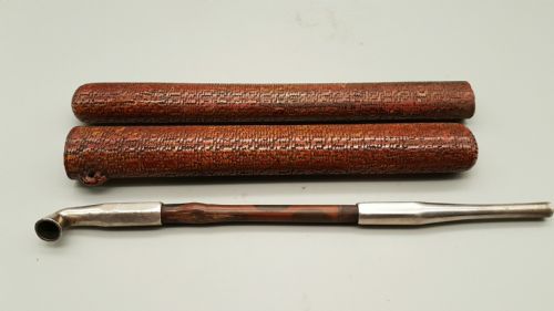 BEAUTIFUL JAPANESE MEIJI 19THC WOVEN BAMBOO PIPECASE AND SILVERBAMBOO PIPE - ADDITIONAL PHOTO 1