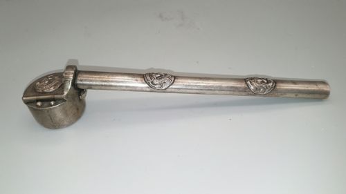 antique japanese silvered bronze yatate with dragon mon emblem - CATEGORY: ANTIQUE SILVER - DATED 19TH CENTURY