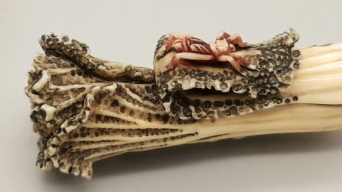 SUPERB JAPANESE IVORY MEIJISHOWA NETSUKE OF BOK CHOI - ADDITIONAL PHOTO 1