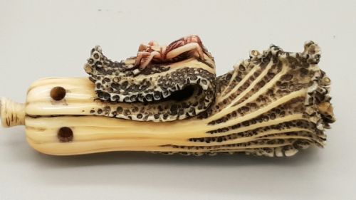 SUPERB JAPANESE IVORY MEIJISHOWA NETSUKE OF BOK CHOI - ADDITIONAL PHOTO 2
