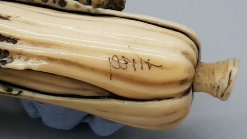 SUPERB JAPANESE IVORY MEIJISHOWA NETSUKE OF BOK CHOI - ADDITIONAL PHOTO 5