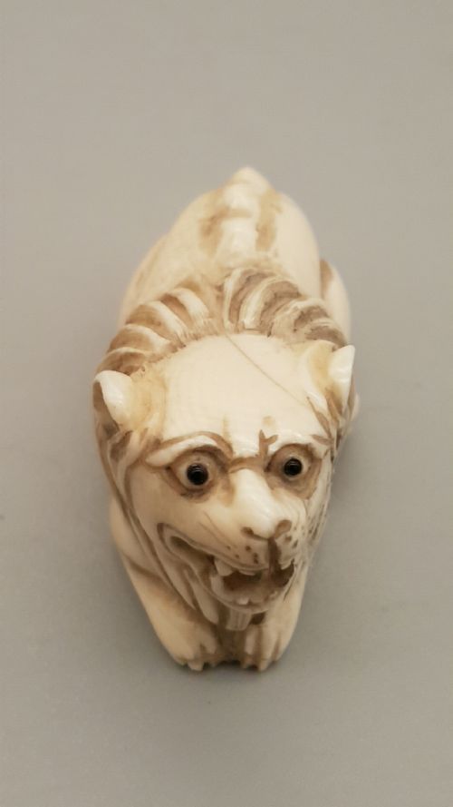 JAPANESE MEIJI IVORY NETSUKE OF A SEATED LION - ADDITIONAL PHOTO 3