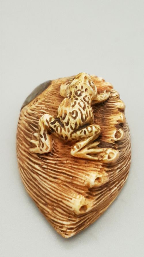 JAPANESE MEIJI IVORY NETSUKE OF A TOAD ON AN AWABI SHELL - ADDITIONAL PHOTO 3