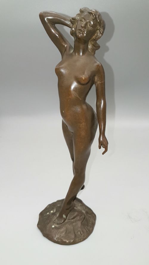 french art deco nude bronze by gustave dussart - CATEGORY: ANTIQUE METAL - DATED 1930